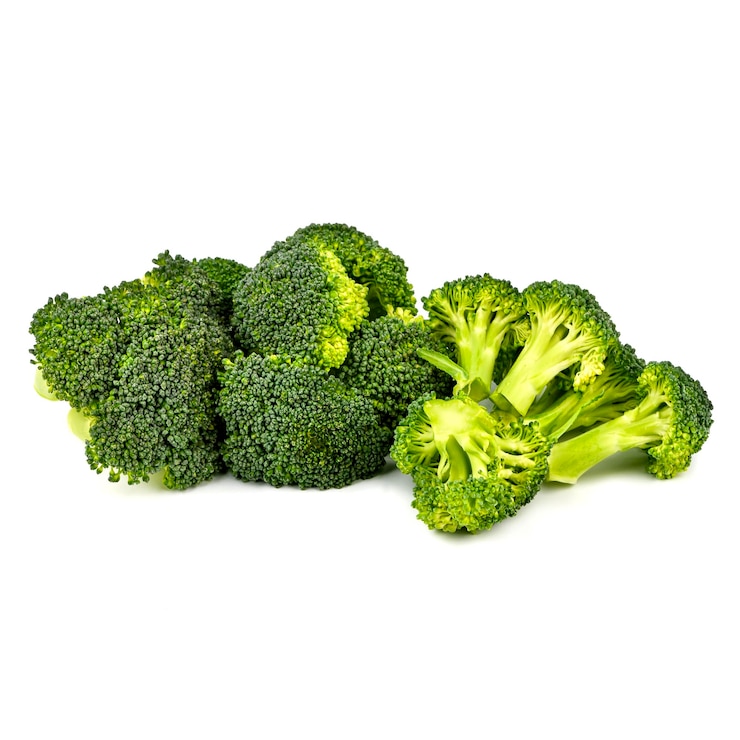 Broccoli slicing pieces on white background