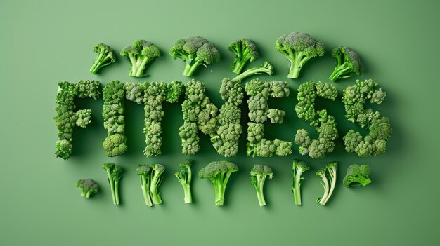 Foto broccoli spelling fitness op groene achtergrond