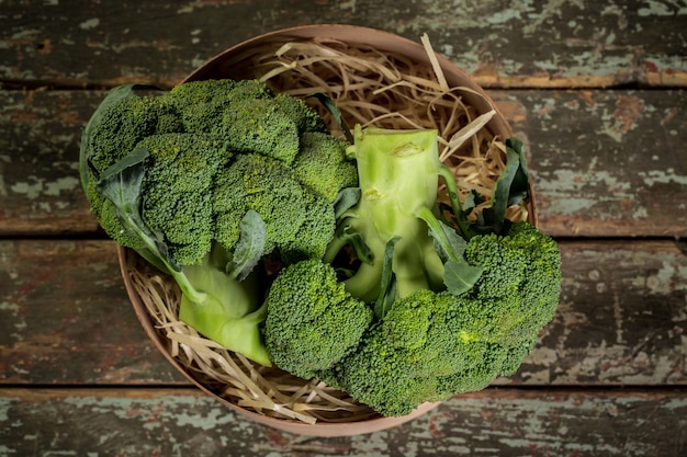 Broccoli in a wicker basket