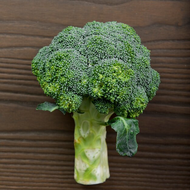 broccoli on wood table 