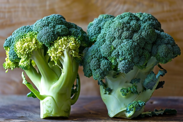 Broccoli on a wooden background Healthy food Vegetarianism
