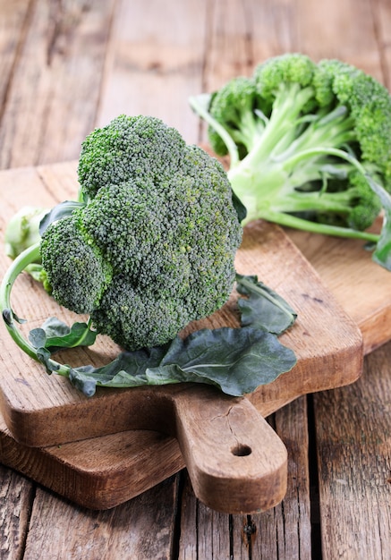 Broccoli on wooden boards