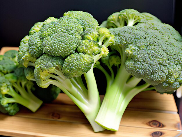 Broccoli on a wooden table vegetables on a wooden background