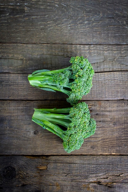 Broccoli on a wooden table