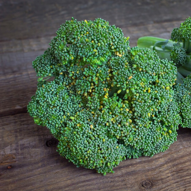 Broccoli on a wooden 