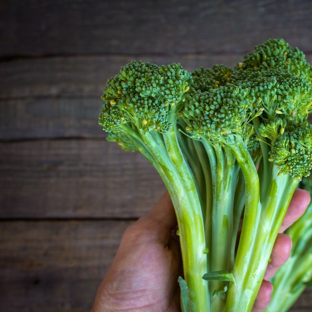 Broccoli on a wooden 