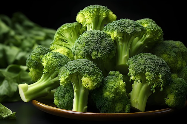 broccolini in tafel groene achtergrond veganistisch eten concept