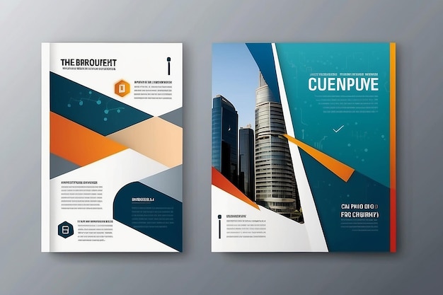 Brochure cover design layout with graphic elements and place for photo background