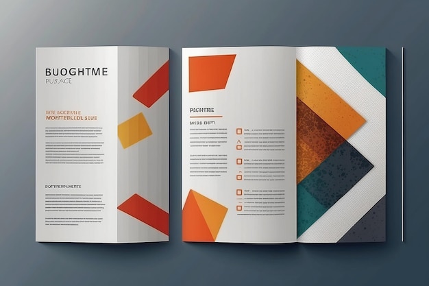 Фото Креативный дизайн брошюры многоцелевой шаблон включает в себя обложку, заднюю и внутренние страницы модный минималистский плоский геометрический дизайн