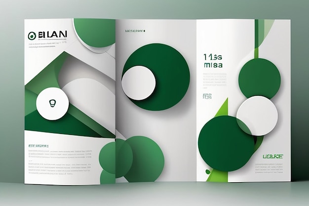 Фото Образец брошюры 3d зеленый и белый объем геометрических круглых элементов