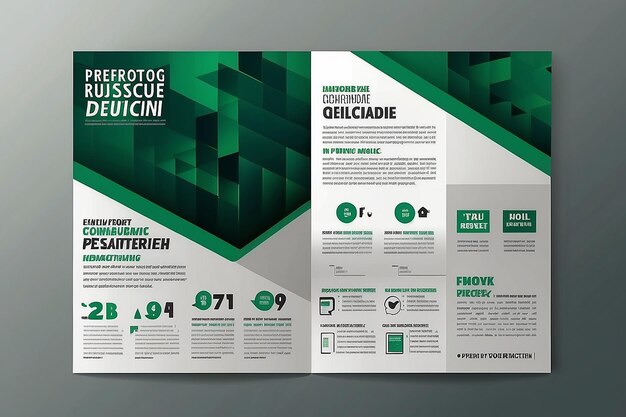 Foto brochure ontwerp sjabloon vector groen abstracte vierkante omslag boek portfolio presentatie poster in a4 lay-out