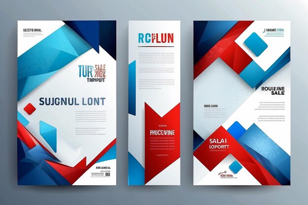 Brochure template layout cover design annual report magazine flyer in A4 with blue red