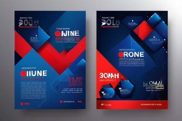 Brochure template layout cover design annual report magazine flyer in A4 with blue red