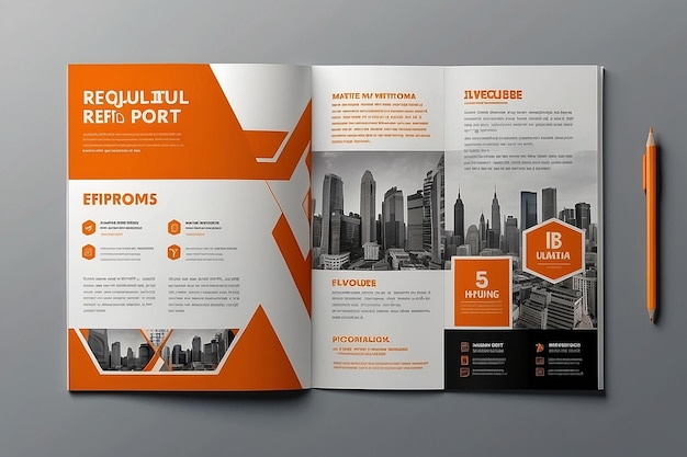 Дизайн макета шаблона брошюры Годовой отчет о корпоративной деятельности Мокет каталога журнала