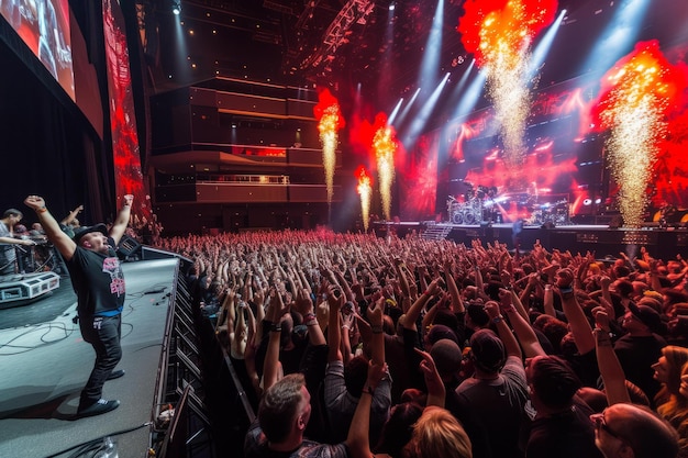 BRock Concert with Crowd Cheering and Firework