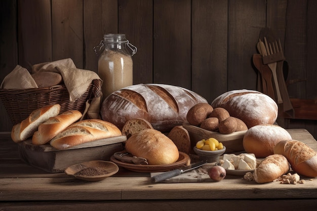 Broden op een rustieke tafel Generatieve AI