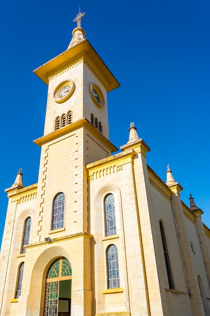 Brodowski Brazil JULY 10 2022 Mother church facade IGREJA MATRIZ NOSSA SENHORA APARECIDA