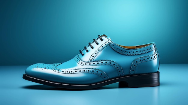 Brogue shoe on blue background