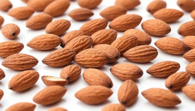 broken almonds natural roasted isolated on white background