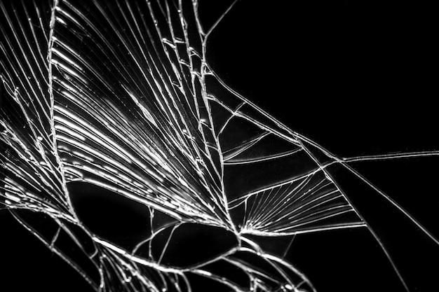 Broken black glass abstract background