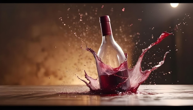 broken bottle of wine splashes