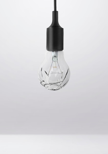 Broken bulb in room studio for advertising