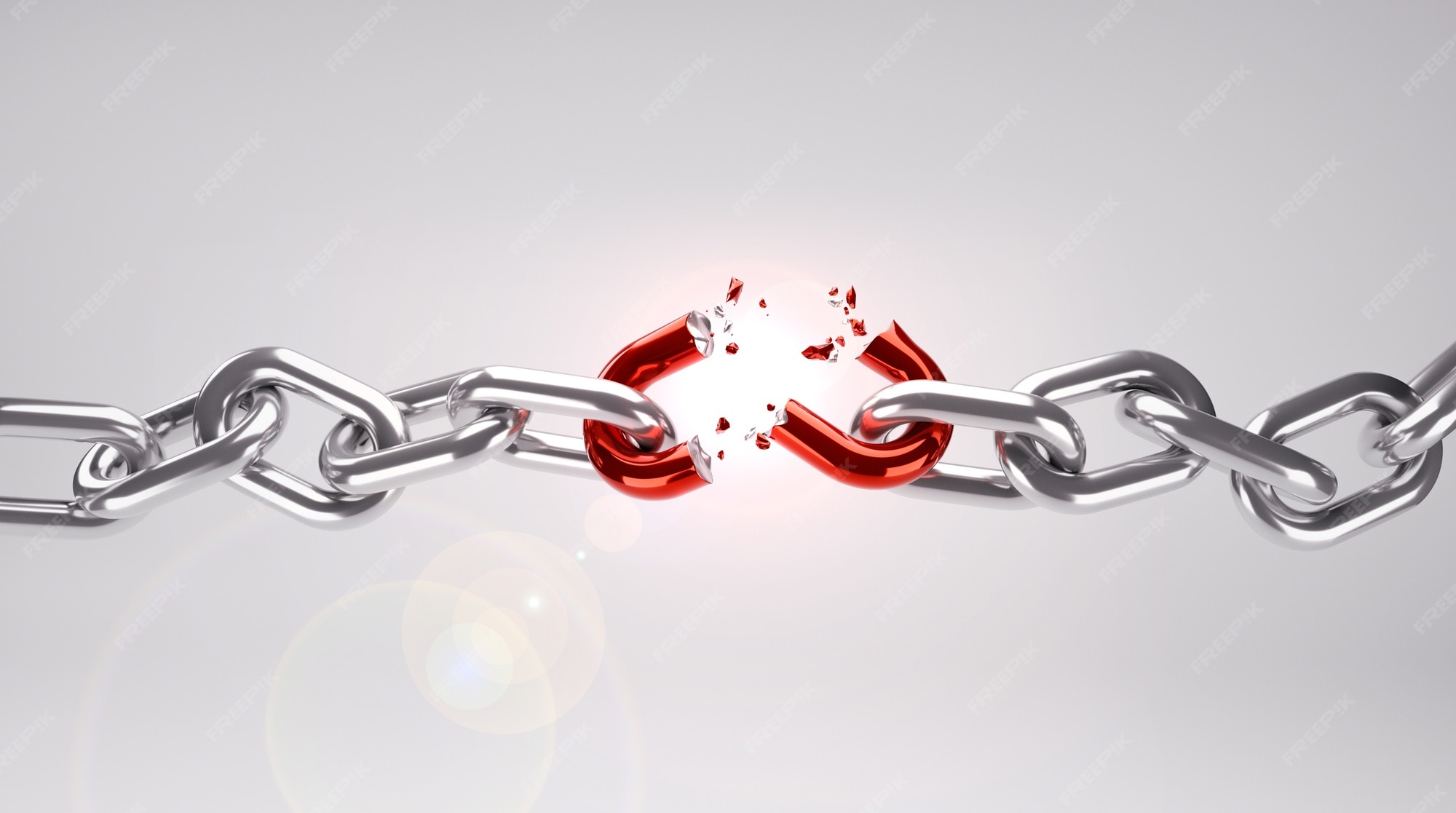 Premium Photo Broken Chain with Red Weak Link