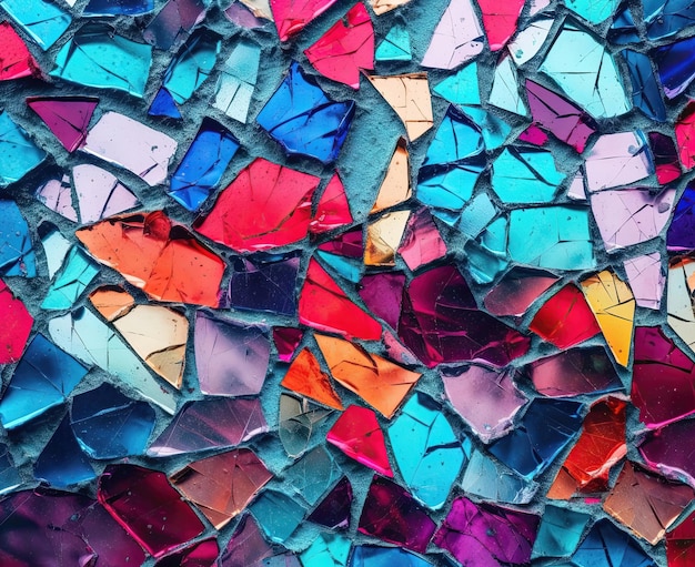 Разбитое цветное стекло на множество осколков Генеративный ИИ