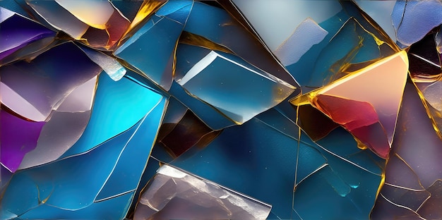 Broken colored glass into many pieces Generative AI