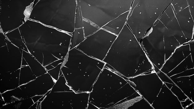 Photo broken cracks glass fracture effect texture isolated abstract black background