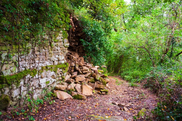 Broken dry stone, sometimes called drystack or drystane