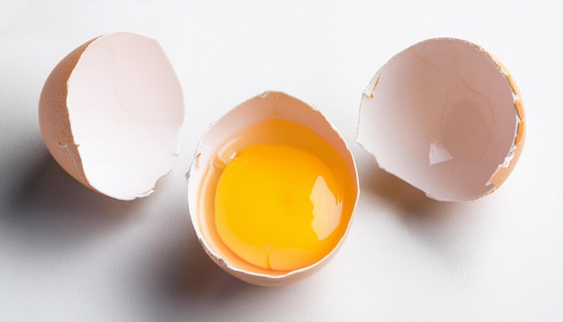broken egg isolated on white background