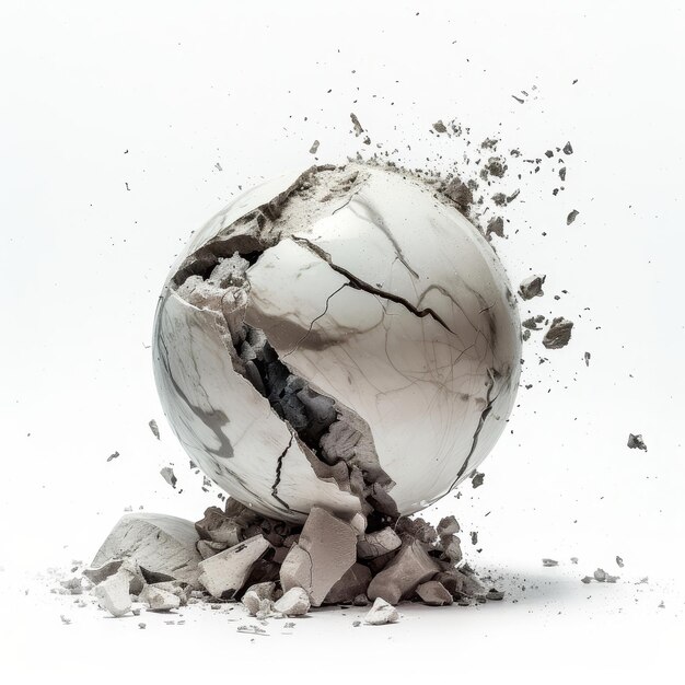 Photo broken egg on pile of rubble