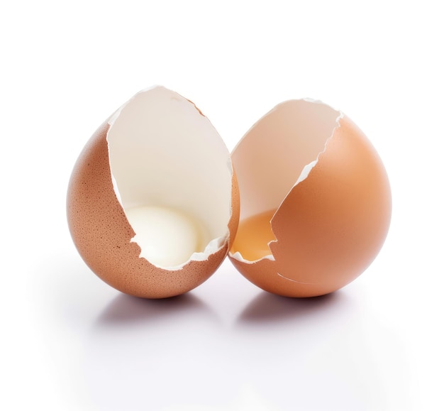 Broken egg on a white background