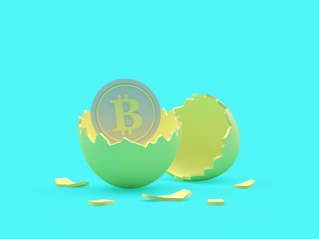 Broken egg with bitcoin inside