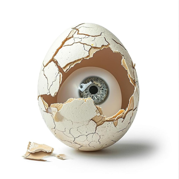 Foto un uovo rotto con un buco dentro