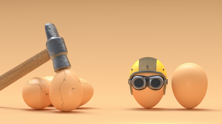 Photo broken eggs because they do not wear helmets.