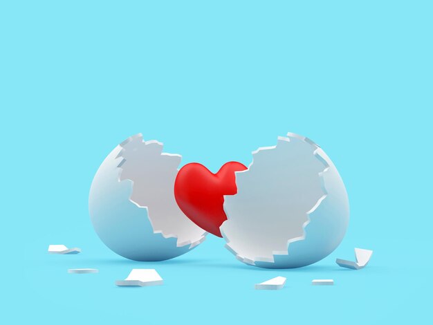 Broken eggshell with a heart