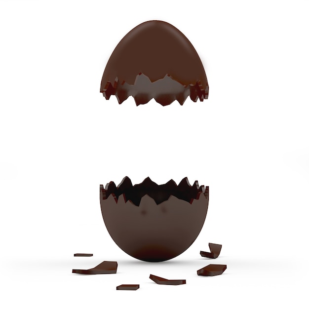 Фото Разбитое пустое шоколадное пасхальное яйцо