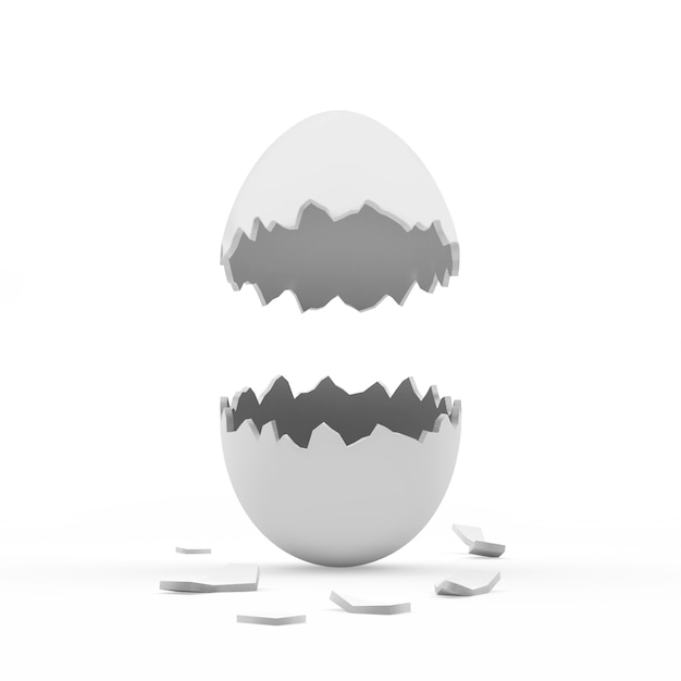 Broken empty white egg shell