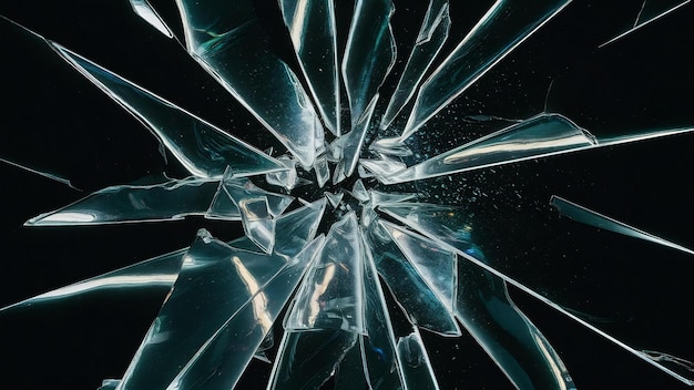 Broken glass on black background