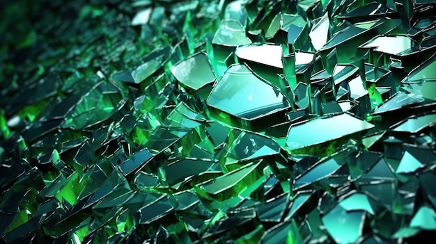 broken glass green technology abstract background