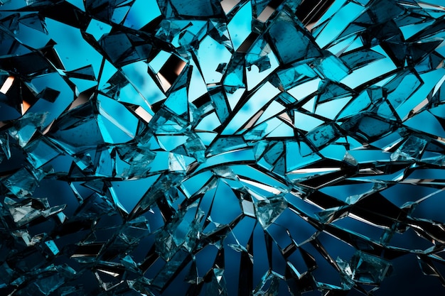 broken glass images in the style of selfdestruct art dark sky blue
