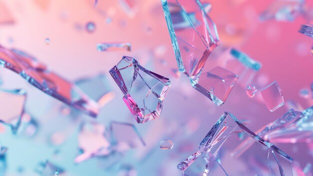 broken glass in pink background