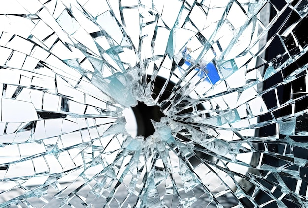 broken glass at a shop with a windshield in the style of white background