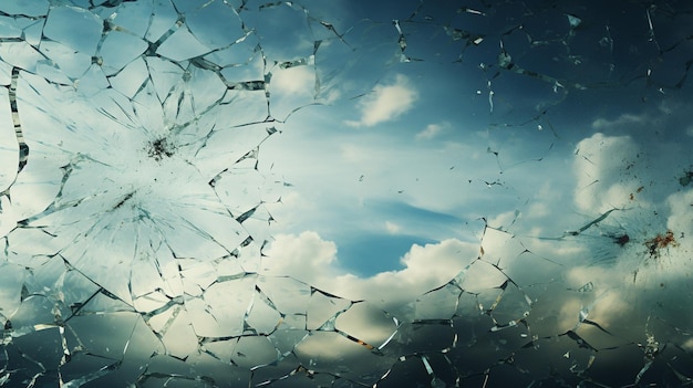 broken glass on sky background