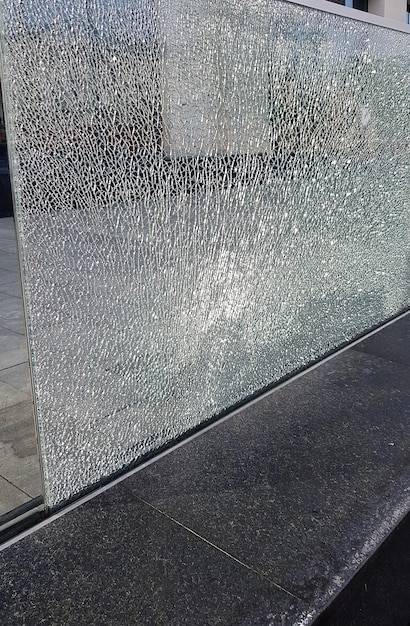 Broken glass with cracks