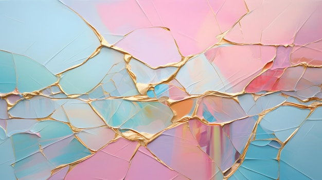 Broken glass with gold line pastel dream