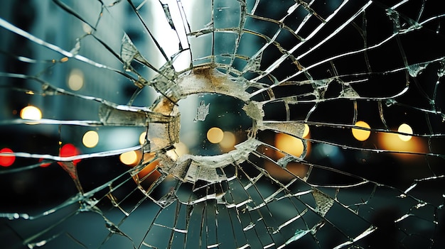 Разбитое стекло с дыркой посередине