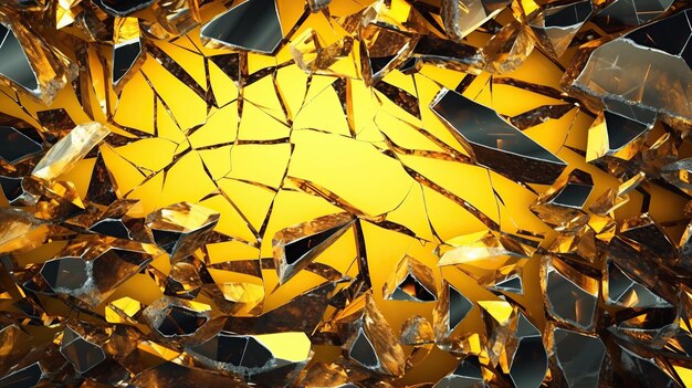 Photo broken glass yellow technology abstract background